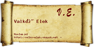 Valkó Elek névjegykártya